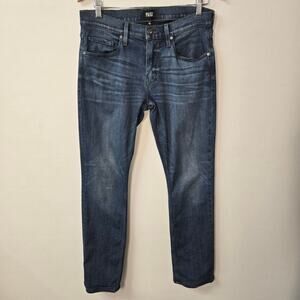 Paige Federal Men's 30 Stretch Dark Wash Blue Denim 5 Pocket Straight Leg Jeans